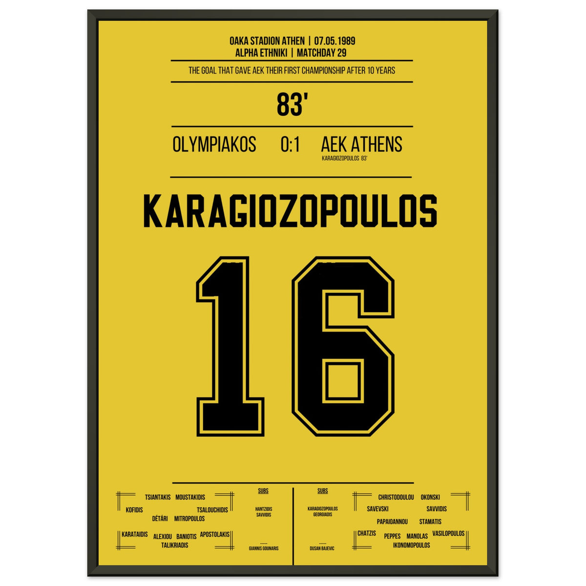 AEK holt die erste Meisterschaft nach 10 Jahren in 1989
