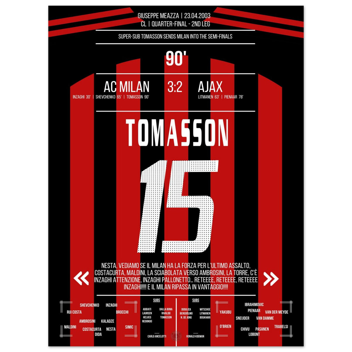 Tomasson's später Siegtreffer gegen Ajax im CL Viertelfinale 2003