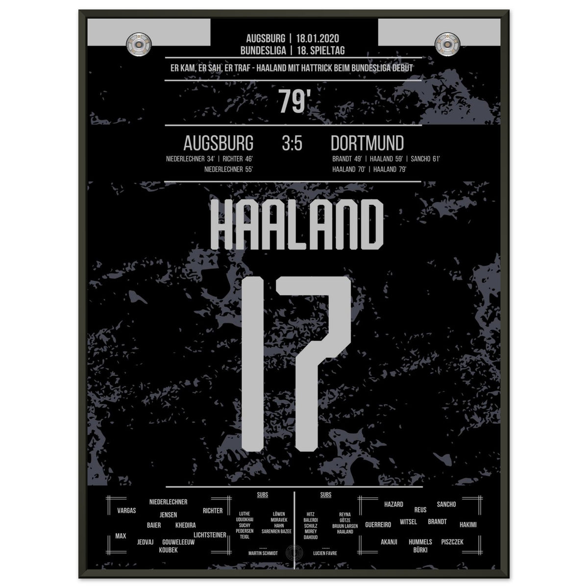 Haaland hat-trick on Bundesliga debut in 2020