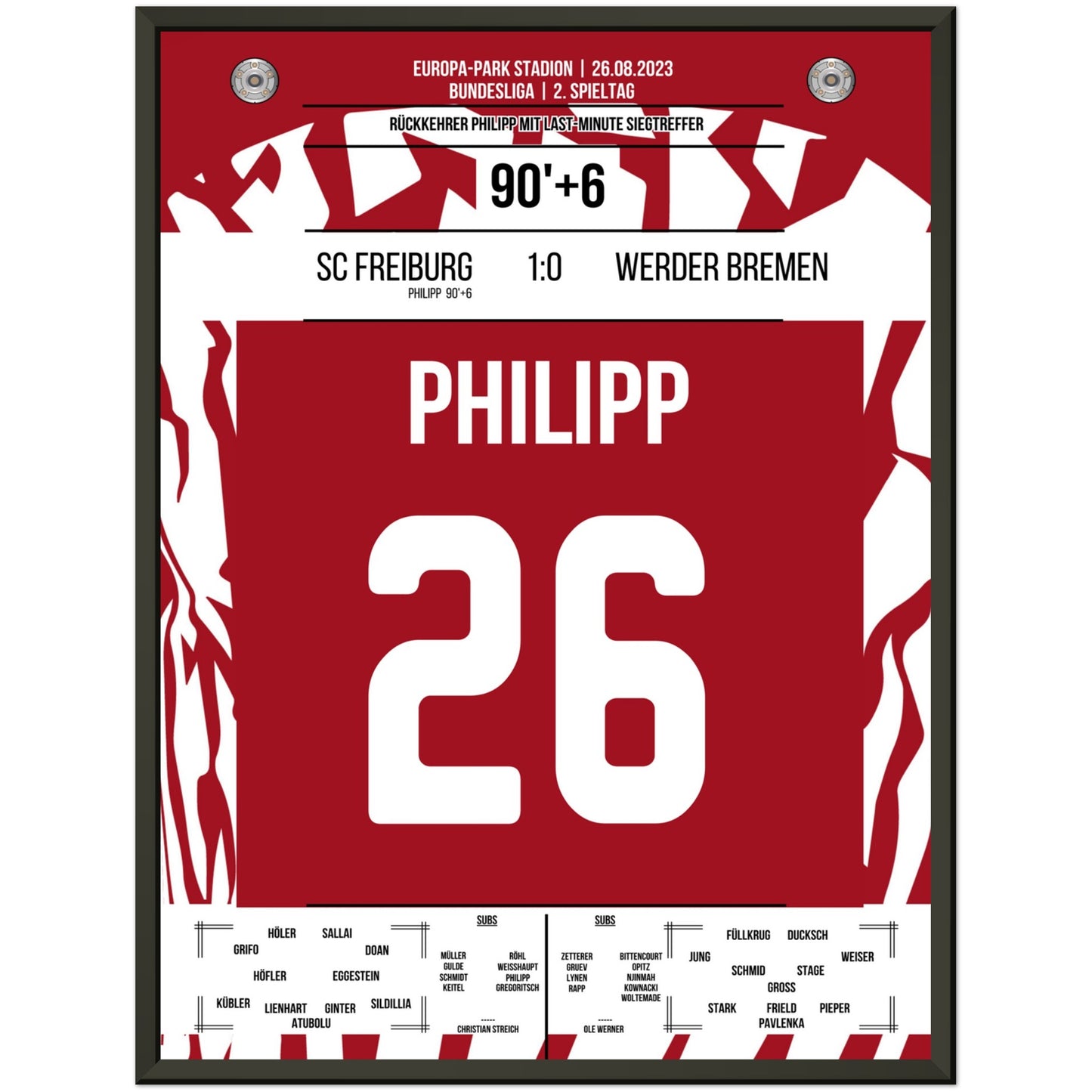 Philipp's Siegtreffer gegen den Ex-Club 45x60-cm-18x24-Schwarzer-Aluminiumrahmen