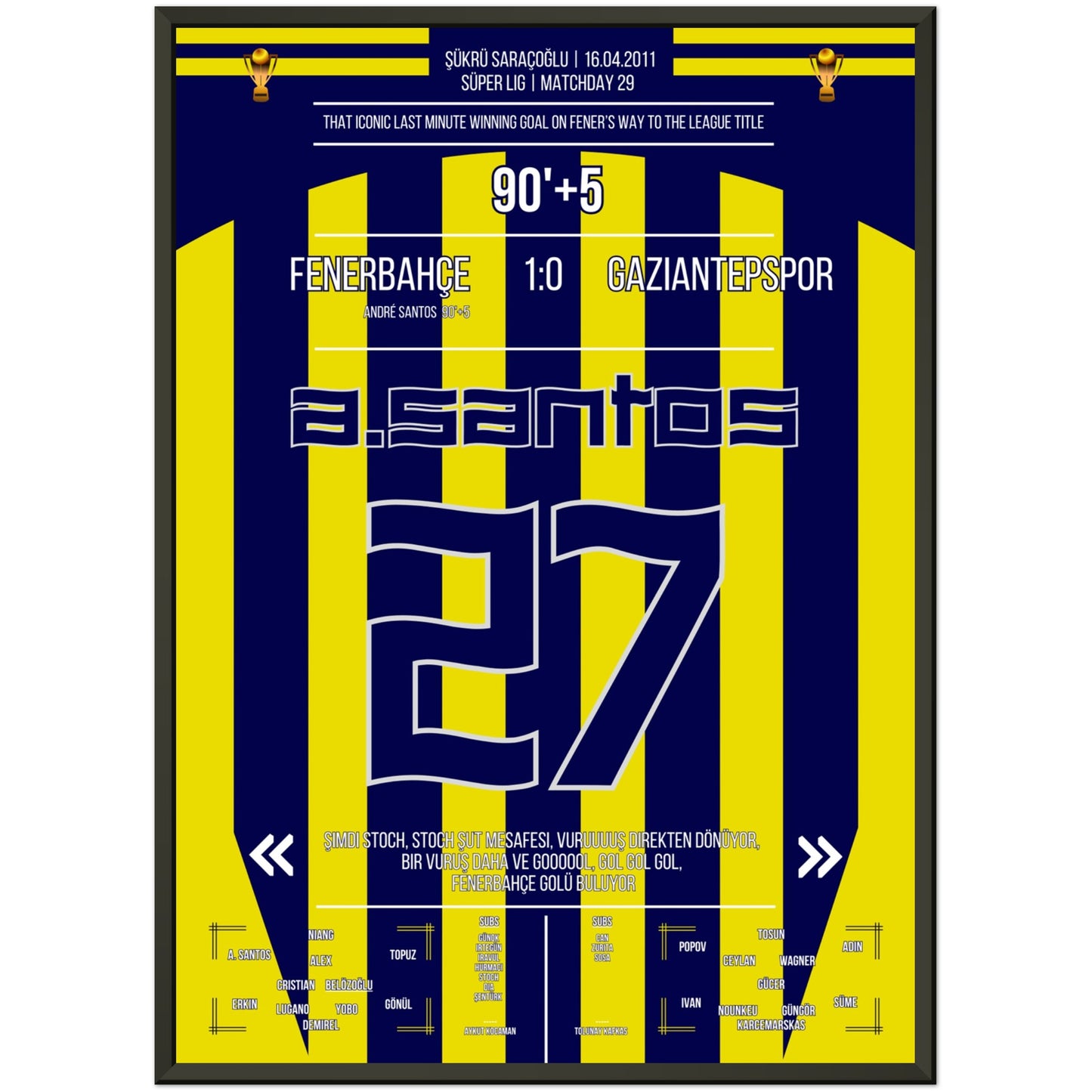 André Santos' bedeutsames Siegtor auf Fener's Weg zum Gewinn der Meisterschaft 50x70-cm-20x28-Premium-Semi-Glossy-Paper-Metal-Fra