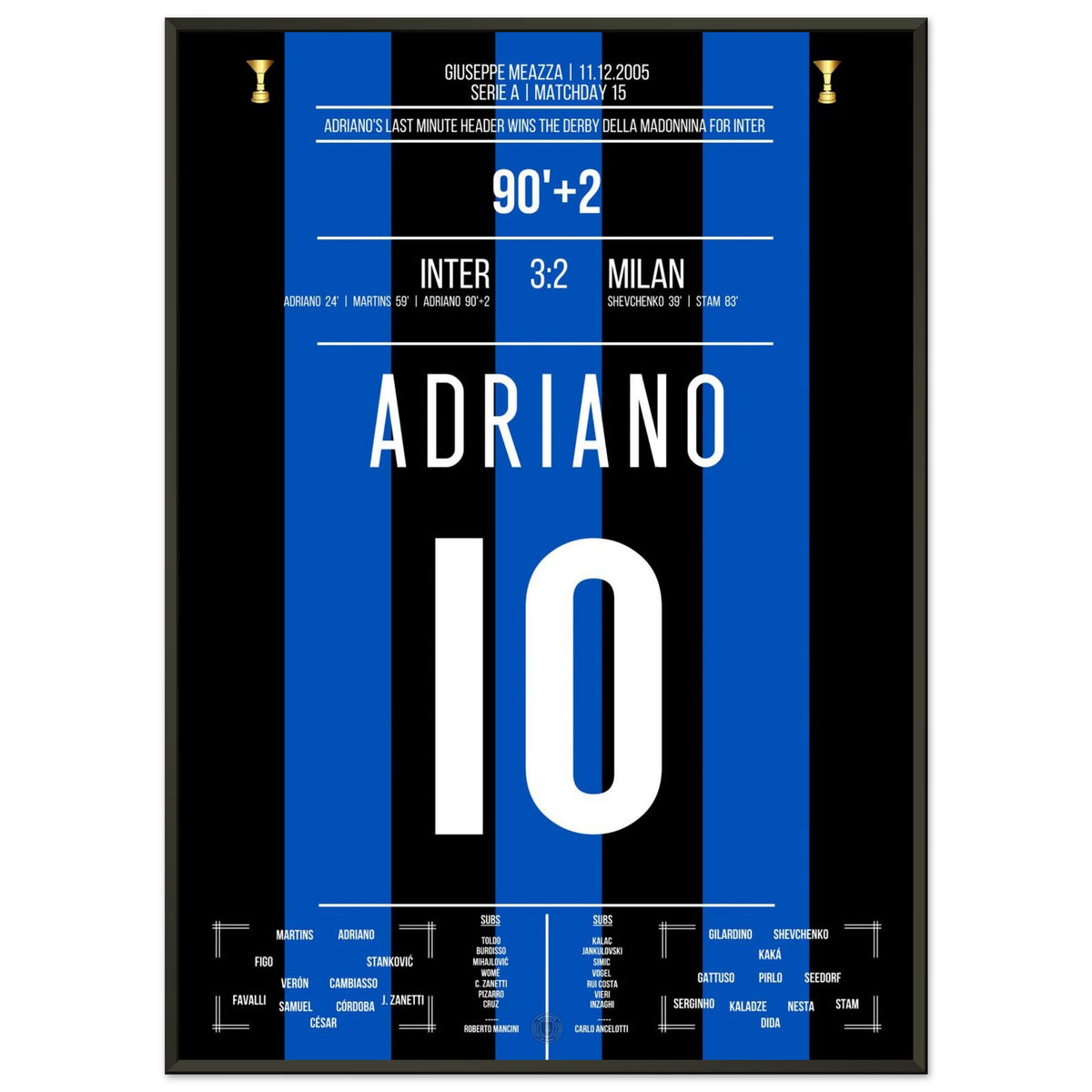 Adriano's winning goal in the final minute of the 2005 Derby Della Madonnina