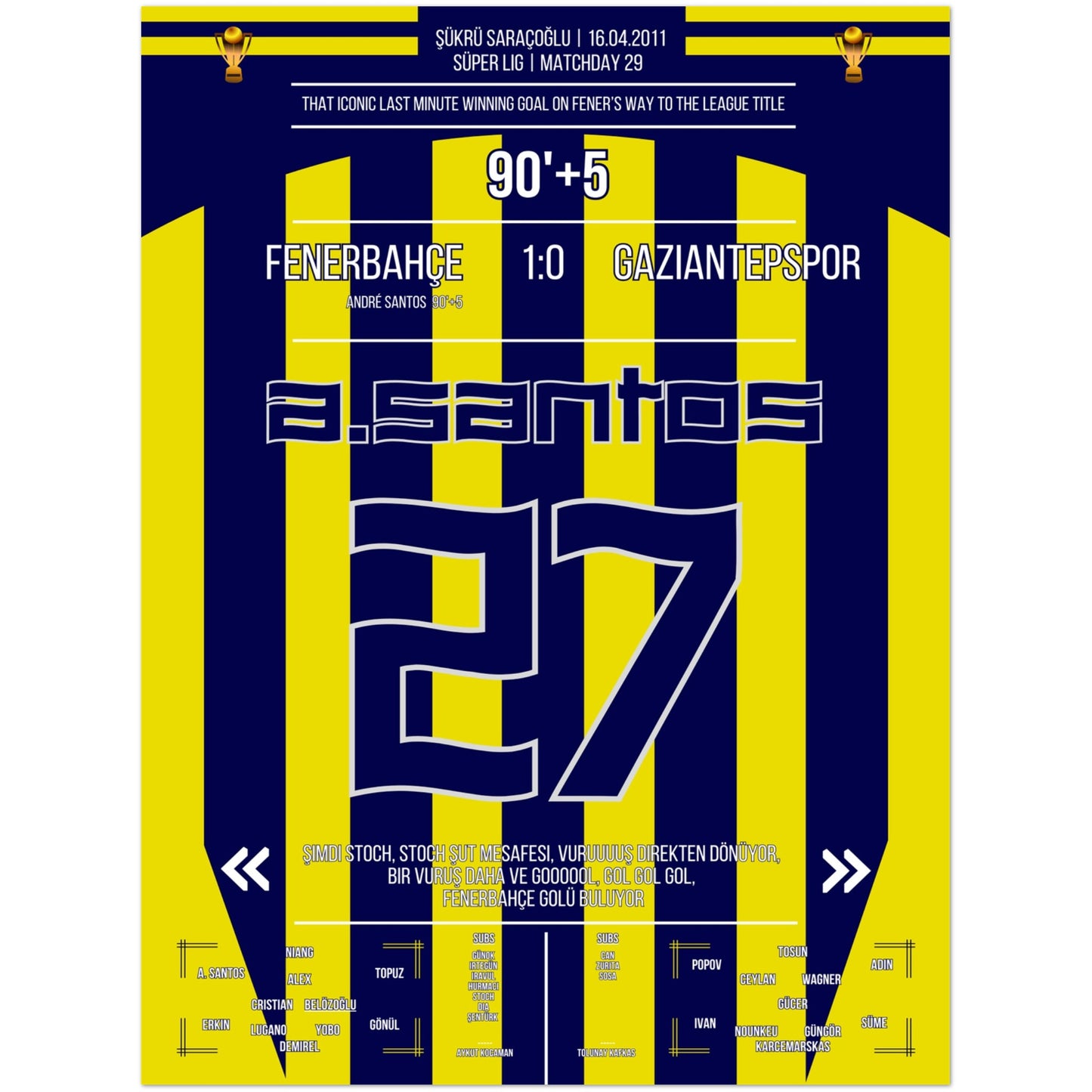 André Santos' bedeutsames Siegtor auf Fener's Weg zum Gewinn der Meisterschaft 45x60-cm-18x24-Premium-Semi-Glossy-Paper-Poster