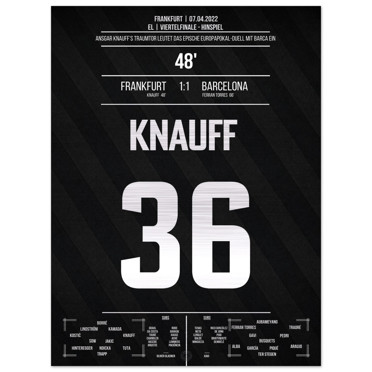 (Metal Print) Knauff's dream goal against Barcelona