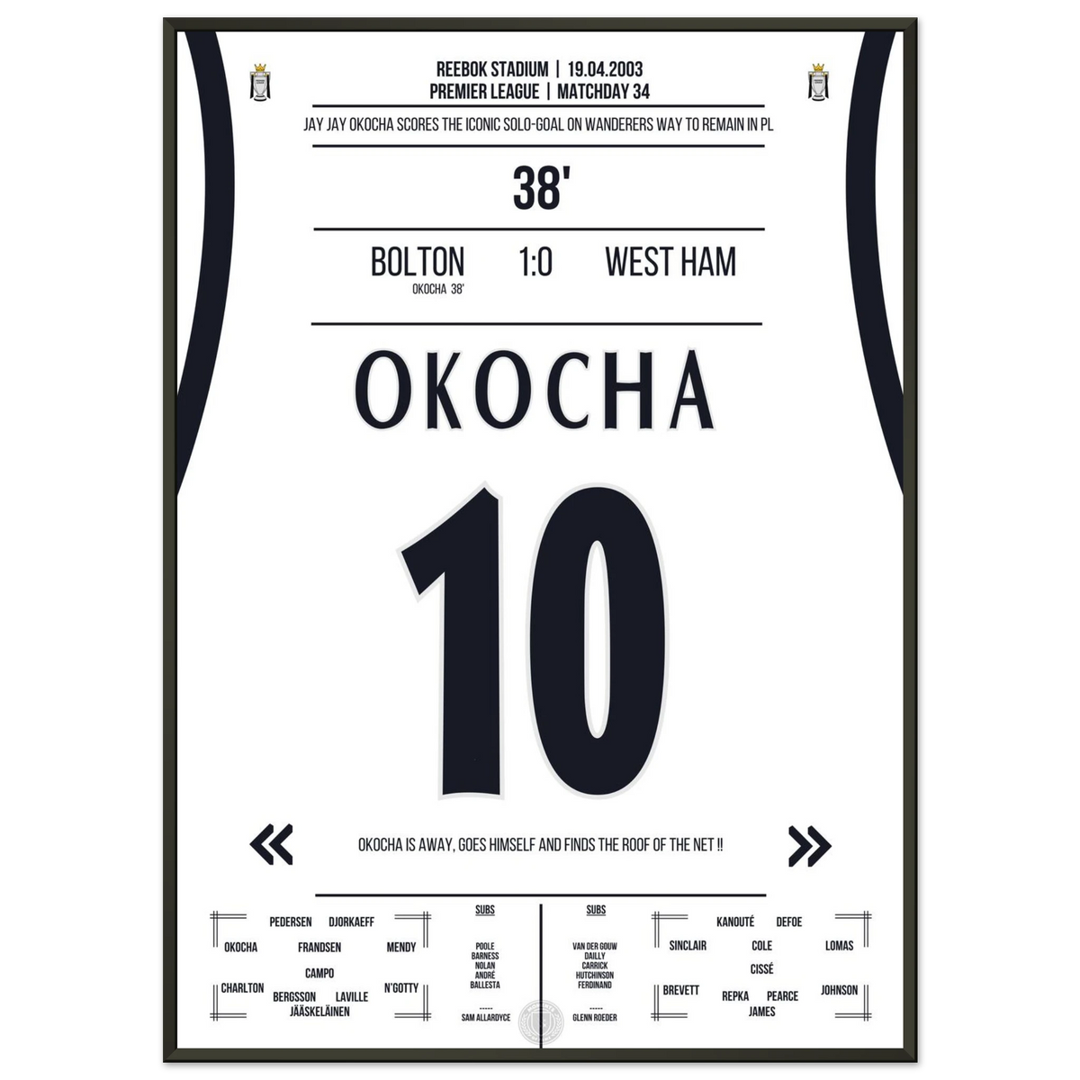 Okocha solo goal for Bolton on the way to staying in the league