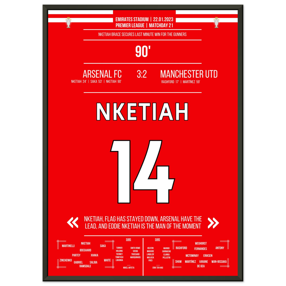 Nketiah trifft zum Last Minute Sieg gegen Man Utd