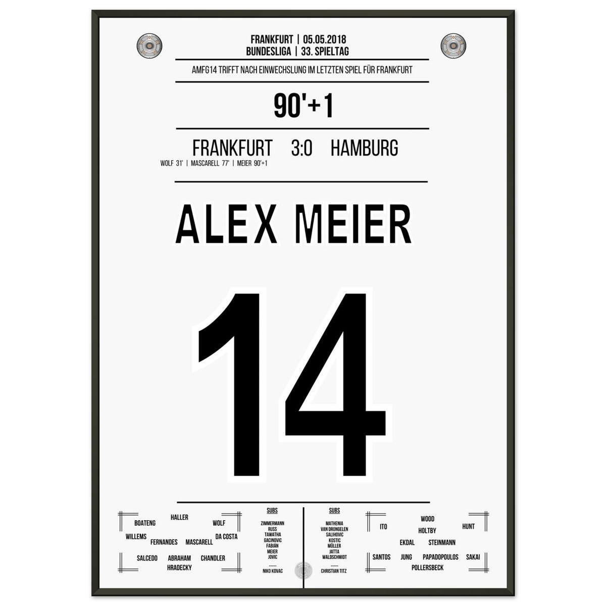Alex Meier's final goal as a farewell in 2018