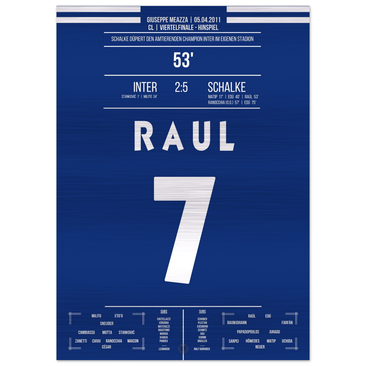 (Metal Print) Raul show during the gala victory against defending champions Inter in the CL quarter-finals 2011