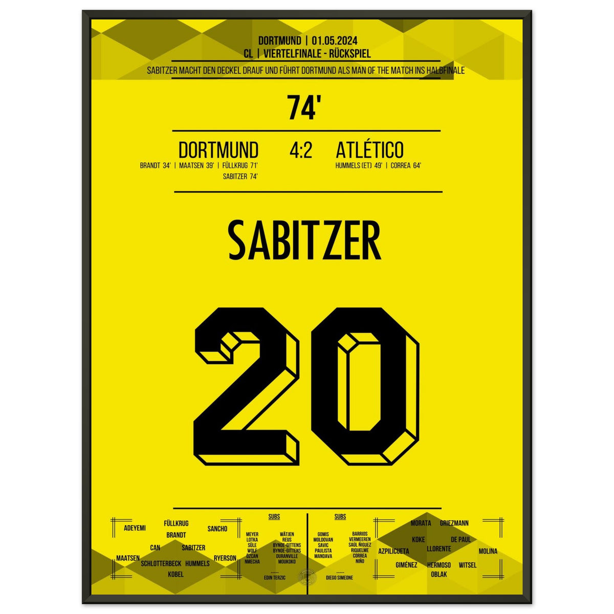 Sabitzer Man Of The Match and Dortmund reach the CL semifinals