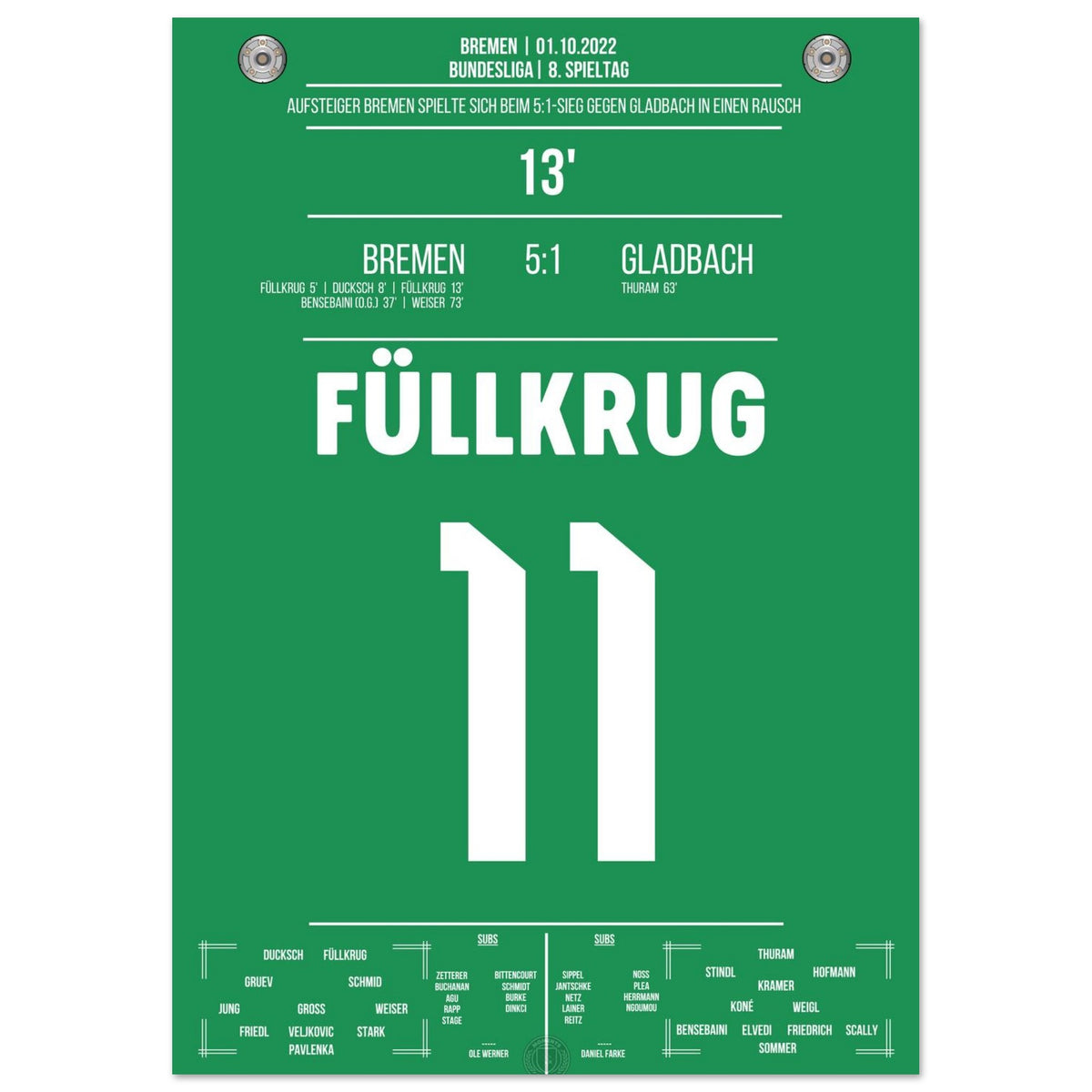 Like in a frenzy! Füllkrug scores twice in the 5:1 victory over Gladbach 2022