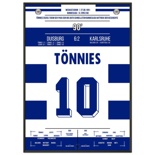 Tönnies Rekord-Hattrick bei 5-Tore Galavorstellung gegen den Karlsruhe in 1991