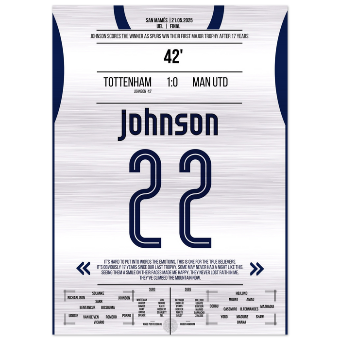 (Metal Print) Johnson's decisive goal in European Cup triumph for Tottenham