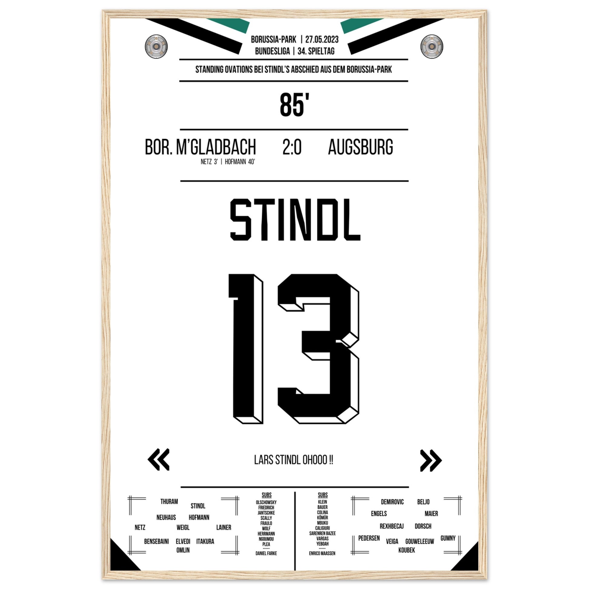 Stindl's Verabschiedung im Borussia-Park 2023 60x90-cm-24x36-Premium-Semi-Glossy-Paper-Wooden-Fr