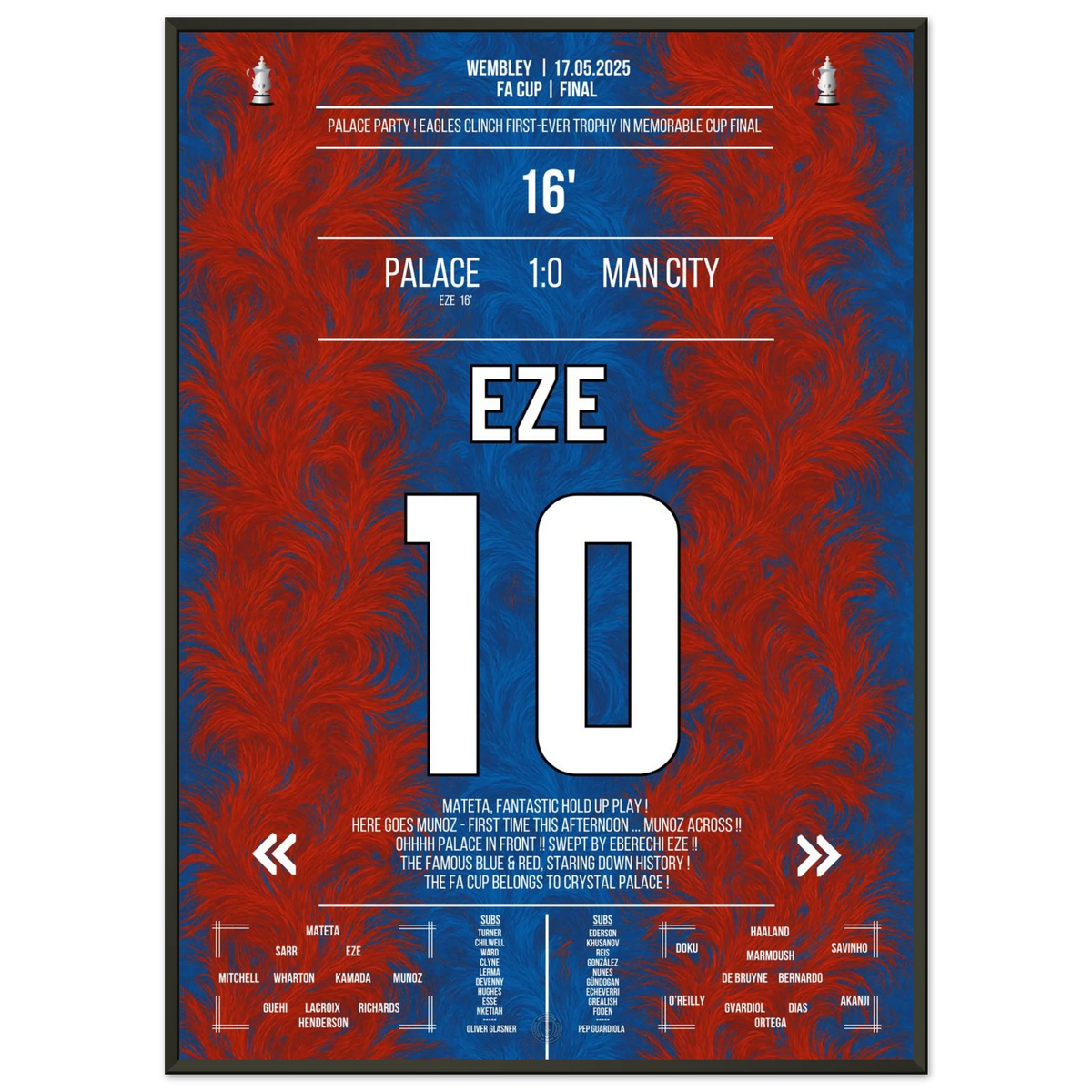 Eze shoots Palace to their first cup triumph in the club's history