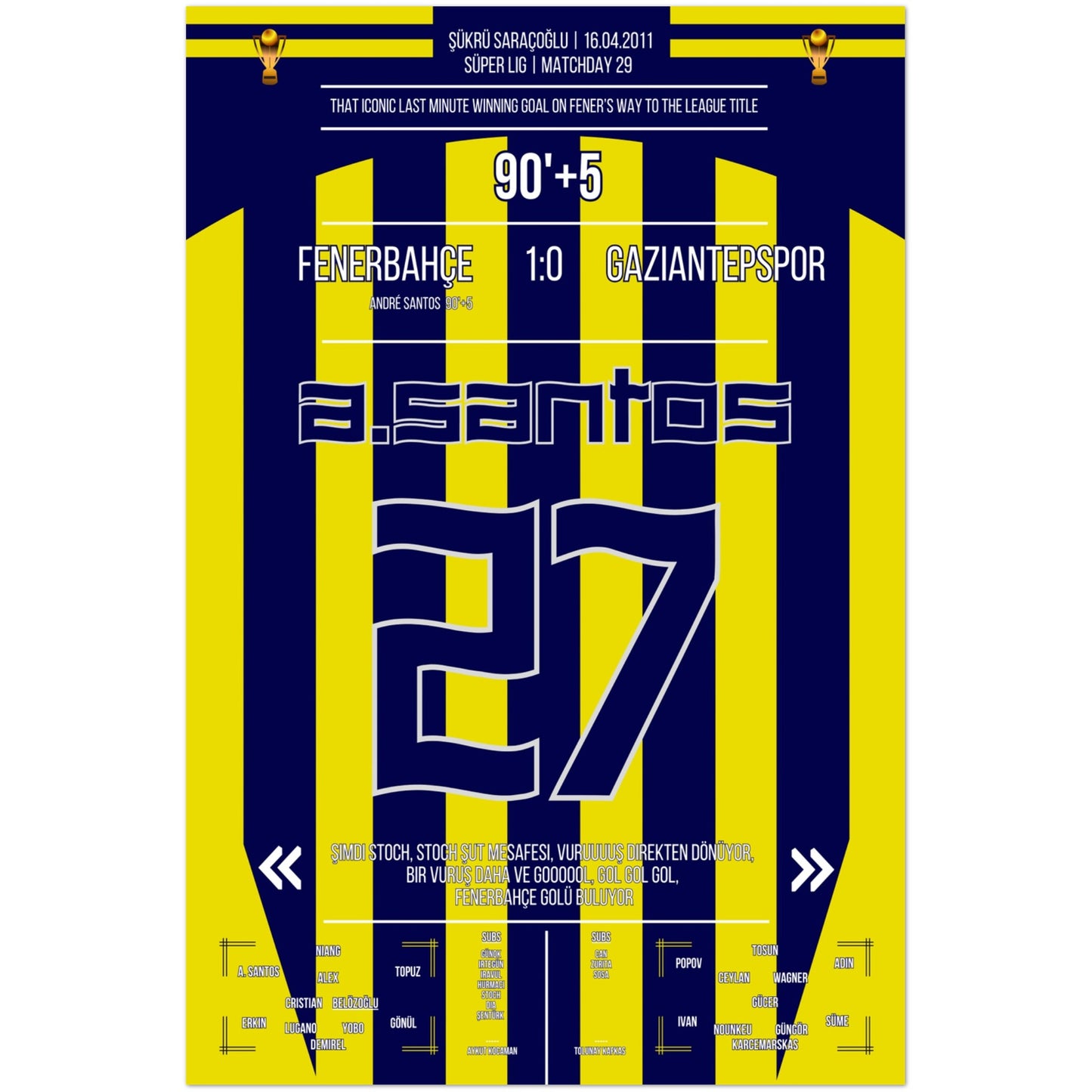 André Santos' bedeutsames Siegtor auf Fener's Weg zum Gewinn der Meisterschaft 60x90-cm-24x36-Premium-Semi-Glossy-Paper-Poster