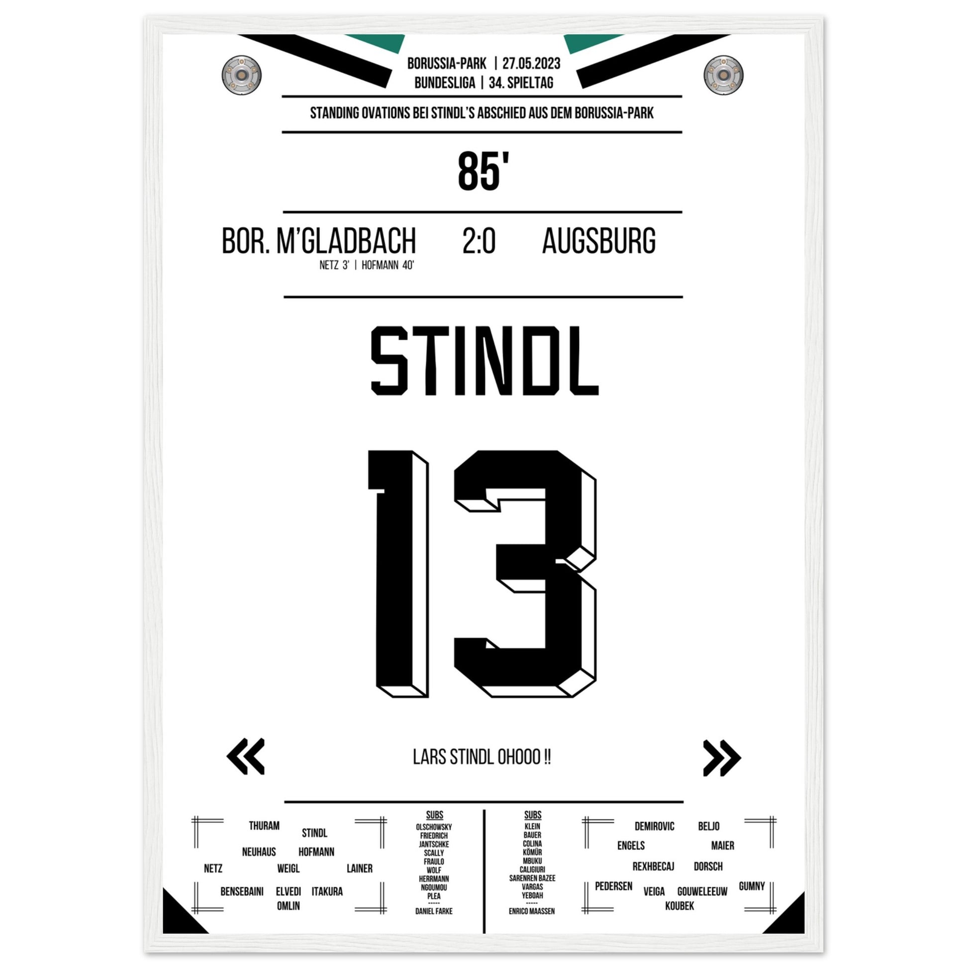 Stindl's Verabschiedung im Borussia-Park 2023 50x70-cm-20x28-Premium-Semi-Glossy-Paper-Wooden-Fr