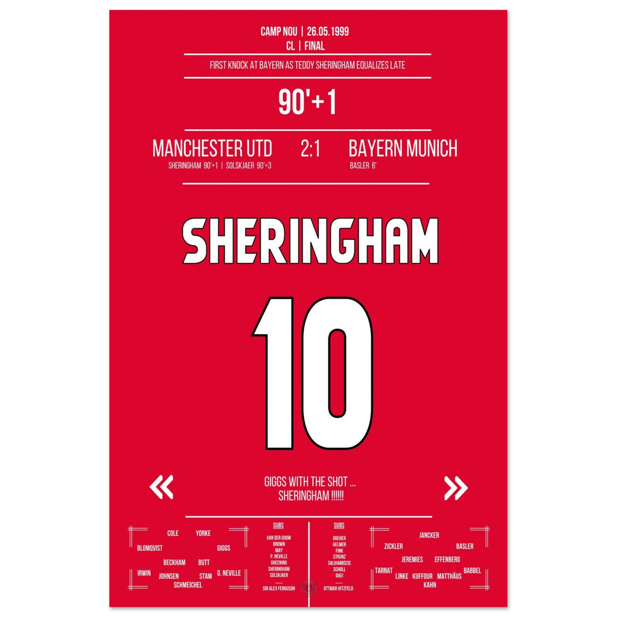 Sheringham's später Ausgleichstreffer im CL Finale 1999