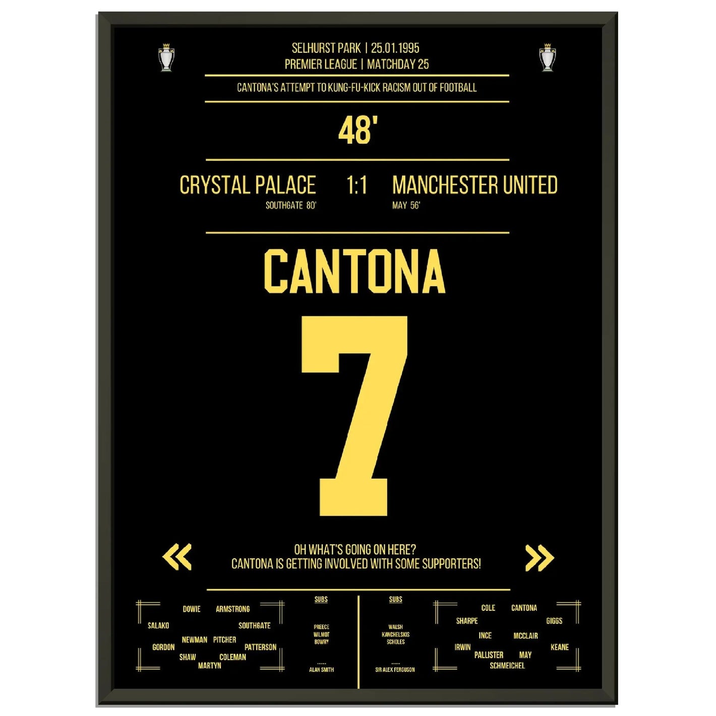 Cantona Kung Fu Tritt im Premier League Spiel ManU - Crystal Palace 1995 