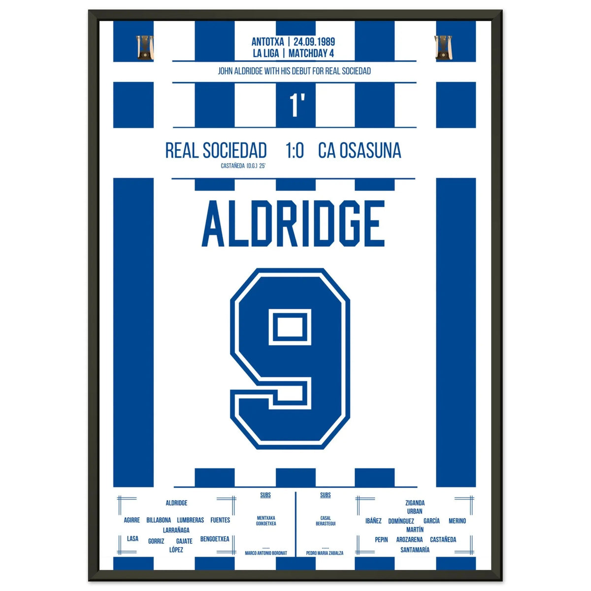 Debüt-Spiel von John Aldridge für Real Sociedad