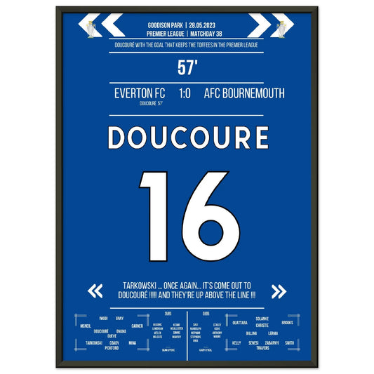 Doucoure's Hammer rettet die Toffees vor dem Abstieg 50x70-cm-20x28-Schwarzer-Aluminiumrahmen