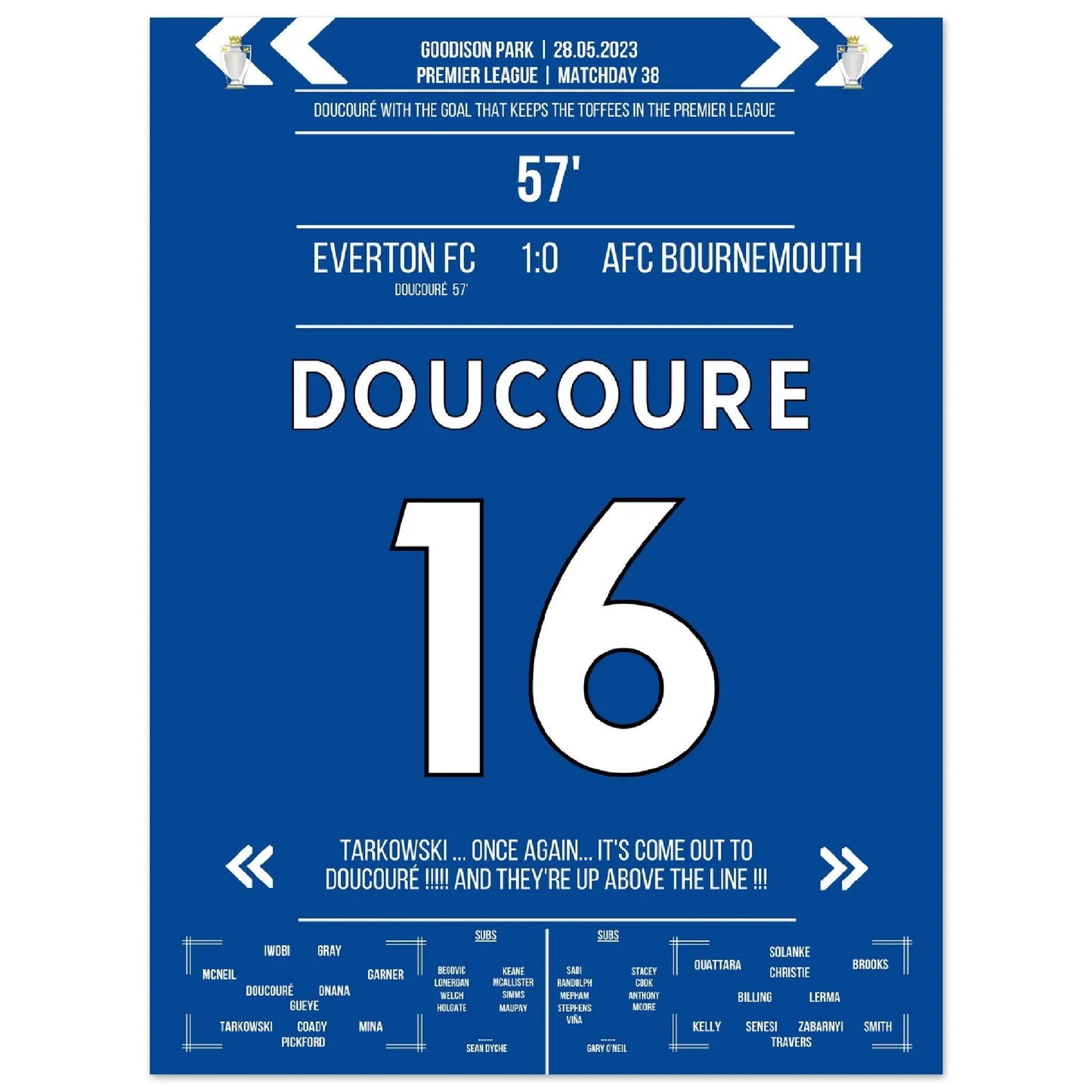 Doucoure's Hammer rettet die Toffees vor dem Abstieg 30x40-cm-12x16-Ohne-Rahmen