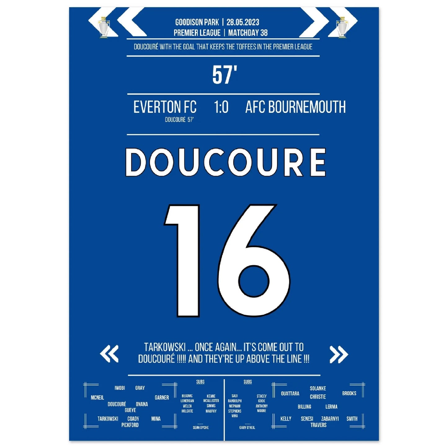 Doucoure's Hammer rettet die Toffees vor dem Abstieg 50x70-cm-20x28-Ohne-Rahmen