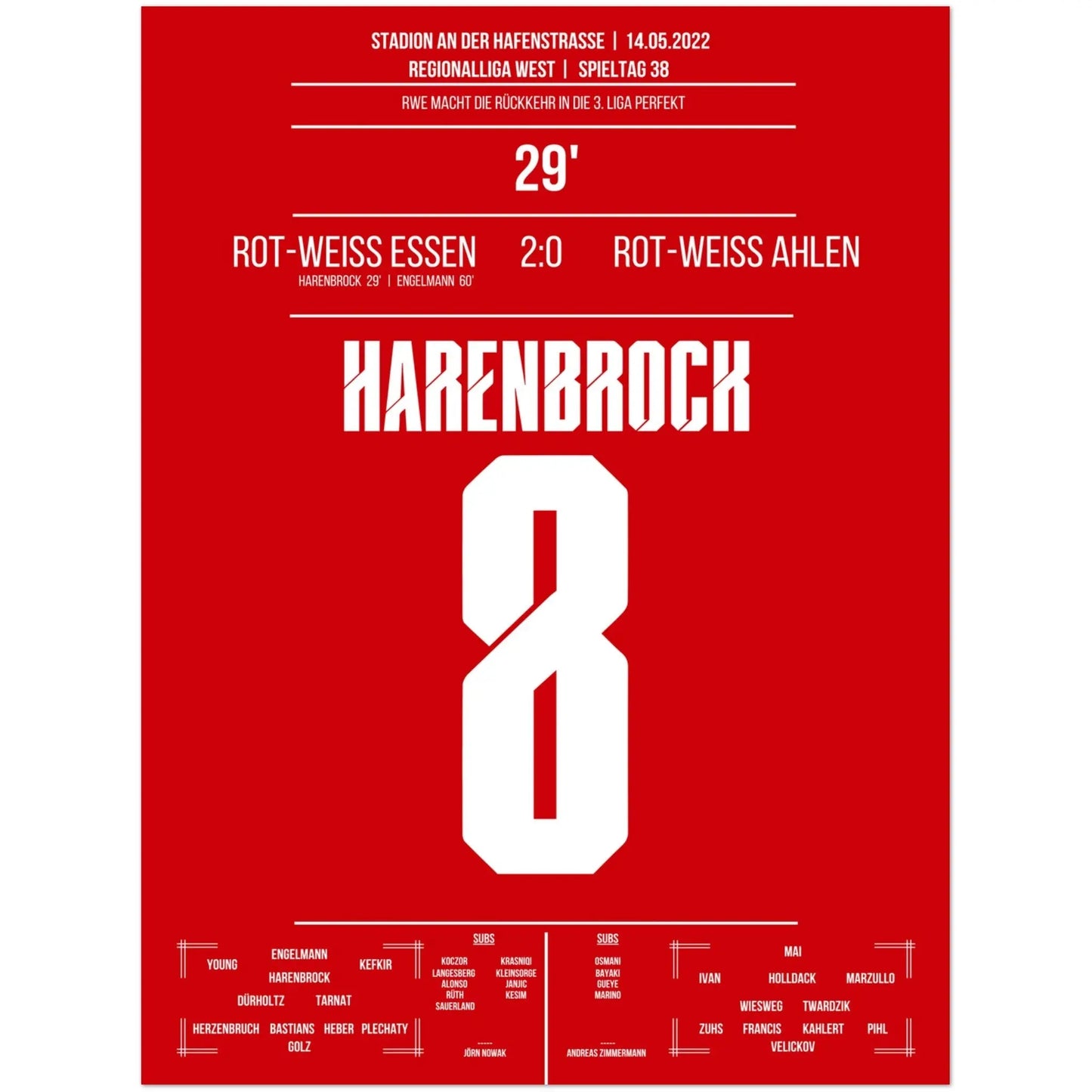 Essen's Rückkehr in den Profifussball nach 14 Jahren 45x60-cm-18x24-Ohne-Rahmen