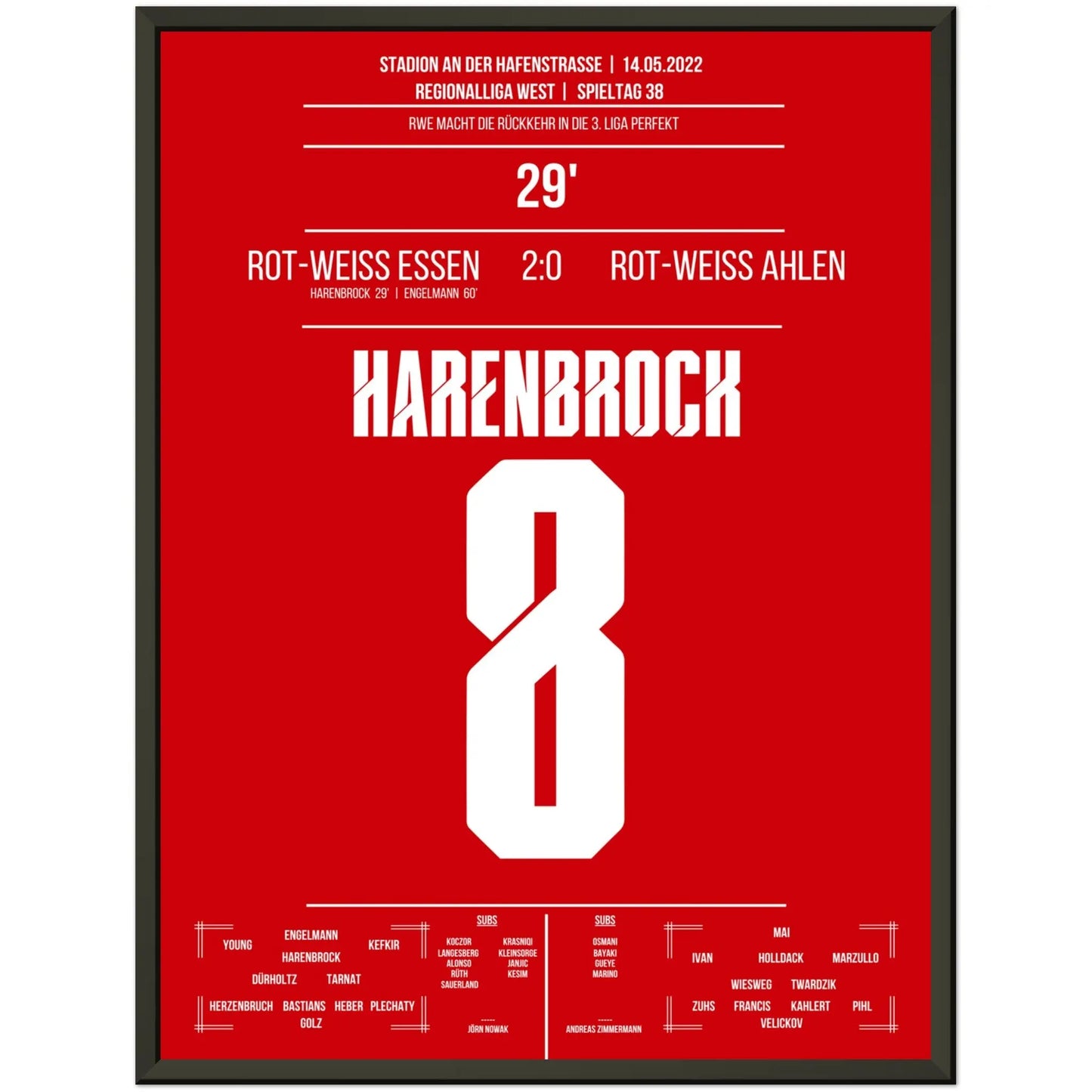 Essen's Rückkehr in den Profifussball nach 14 Jahren 45x60-cm-18x24-Schwarzer-Aluminiumrahmen