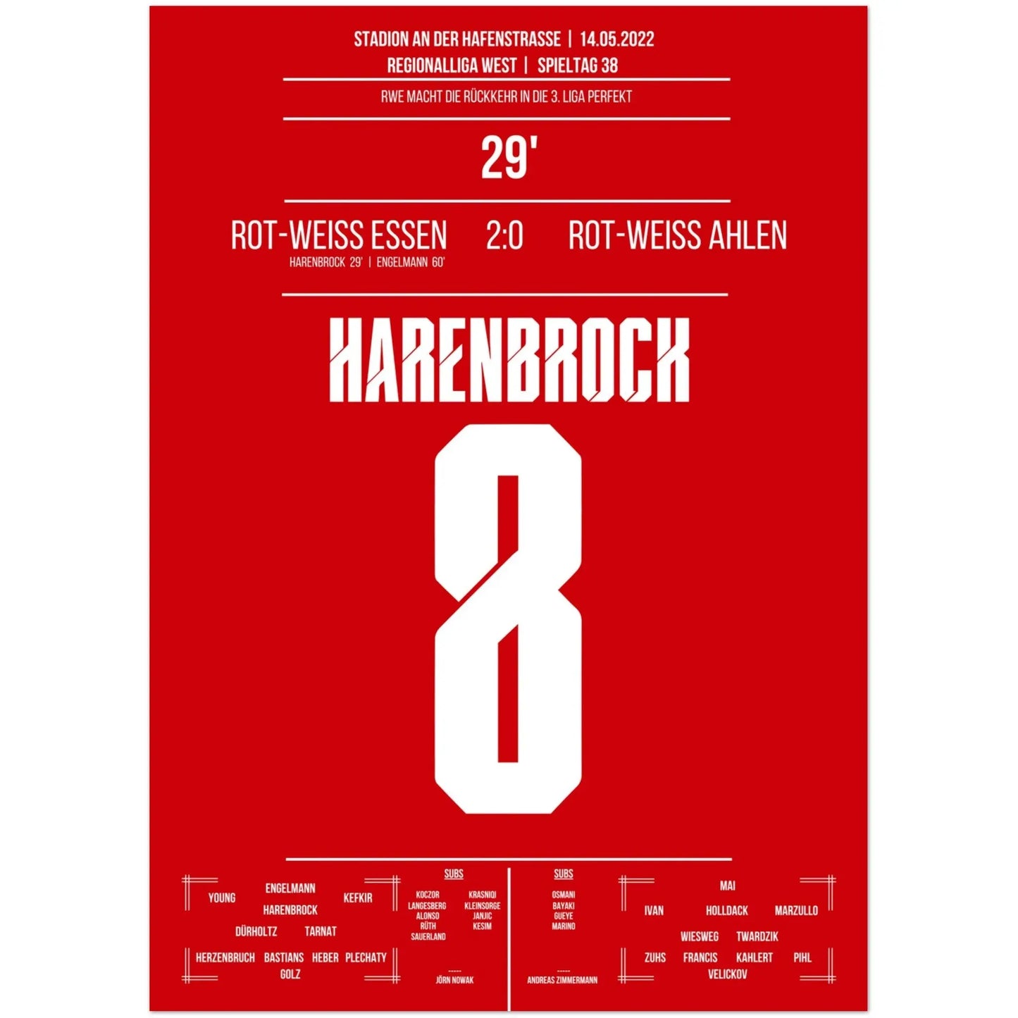 Essen's Rückkehr in den Profifussball nach 14 Jahren 50x70-cm-20x28-Ohne-Rahmen