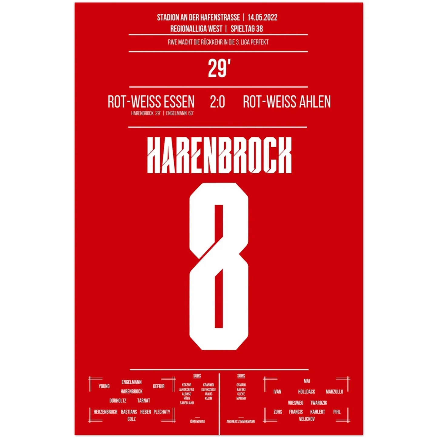 Essen's Rückkehr in den Profifussball nach 14 Jahren 60x90-cm-24x36-Ohne-Rahmen