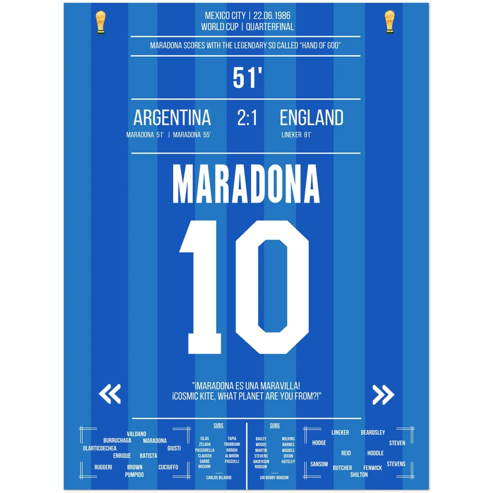 Maradonas "Hand Gottes" Tor WM 1986 Argentinien gegen England 
