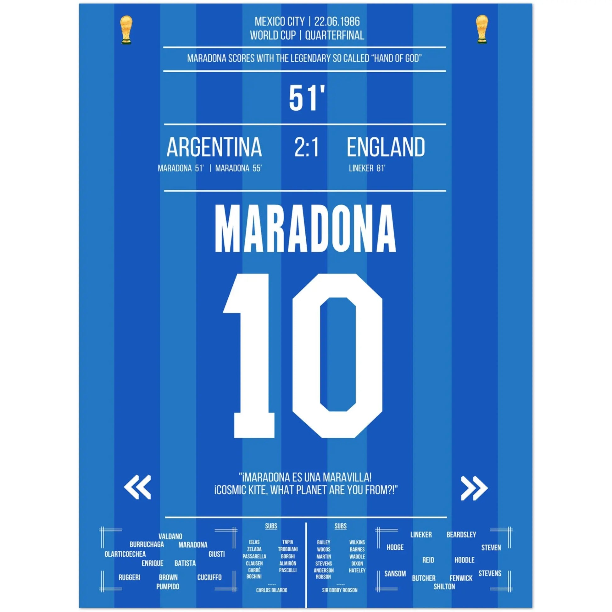 Maradonas "Hand Gottes" Tor WM 1986 Argentinien gegen England 