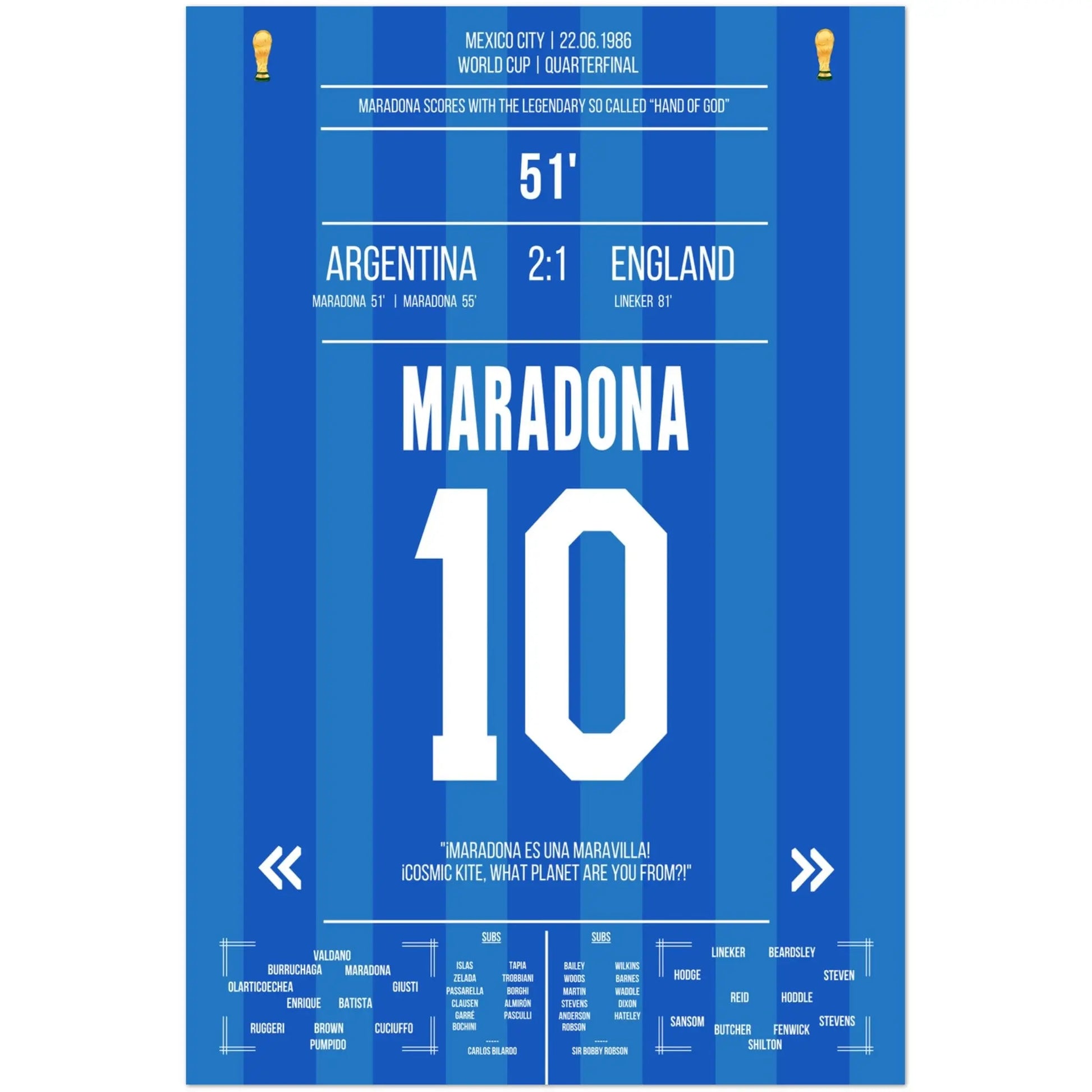 Maradonas "Hand Gottes" Tor WM 1986 Argentinien gegen England 