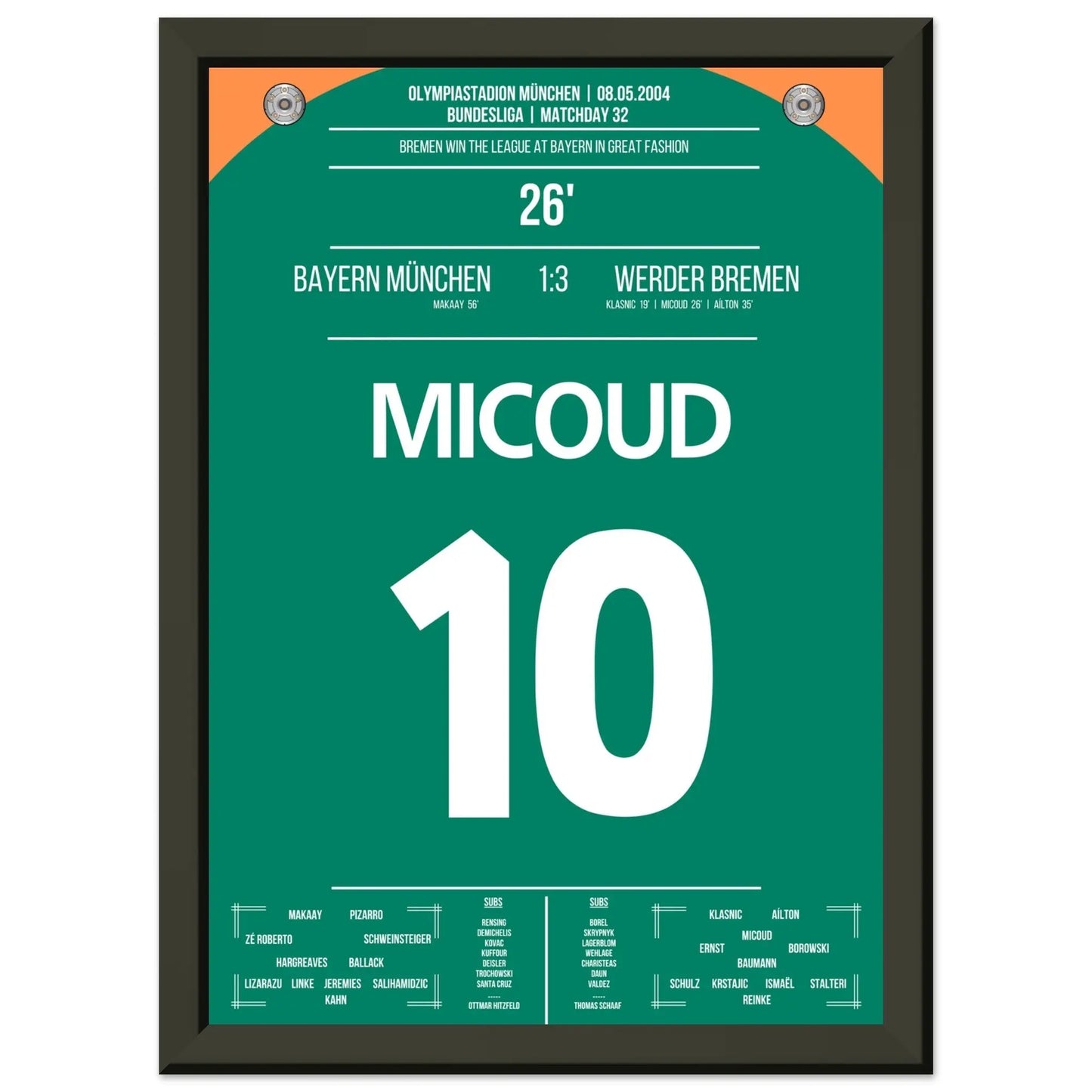 Micoud's Lupfer zur Meisterschaft 2004 A4-21x29.7-cm-8x12-Schwarzer-Aluminiumrahmen