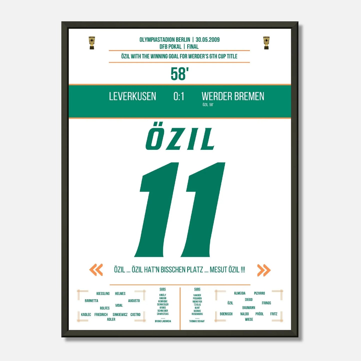 Özil's Siegtreffer bei Bremen's DFB Pokalsieg 2009 