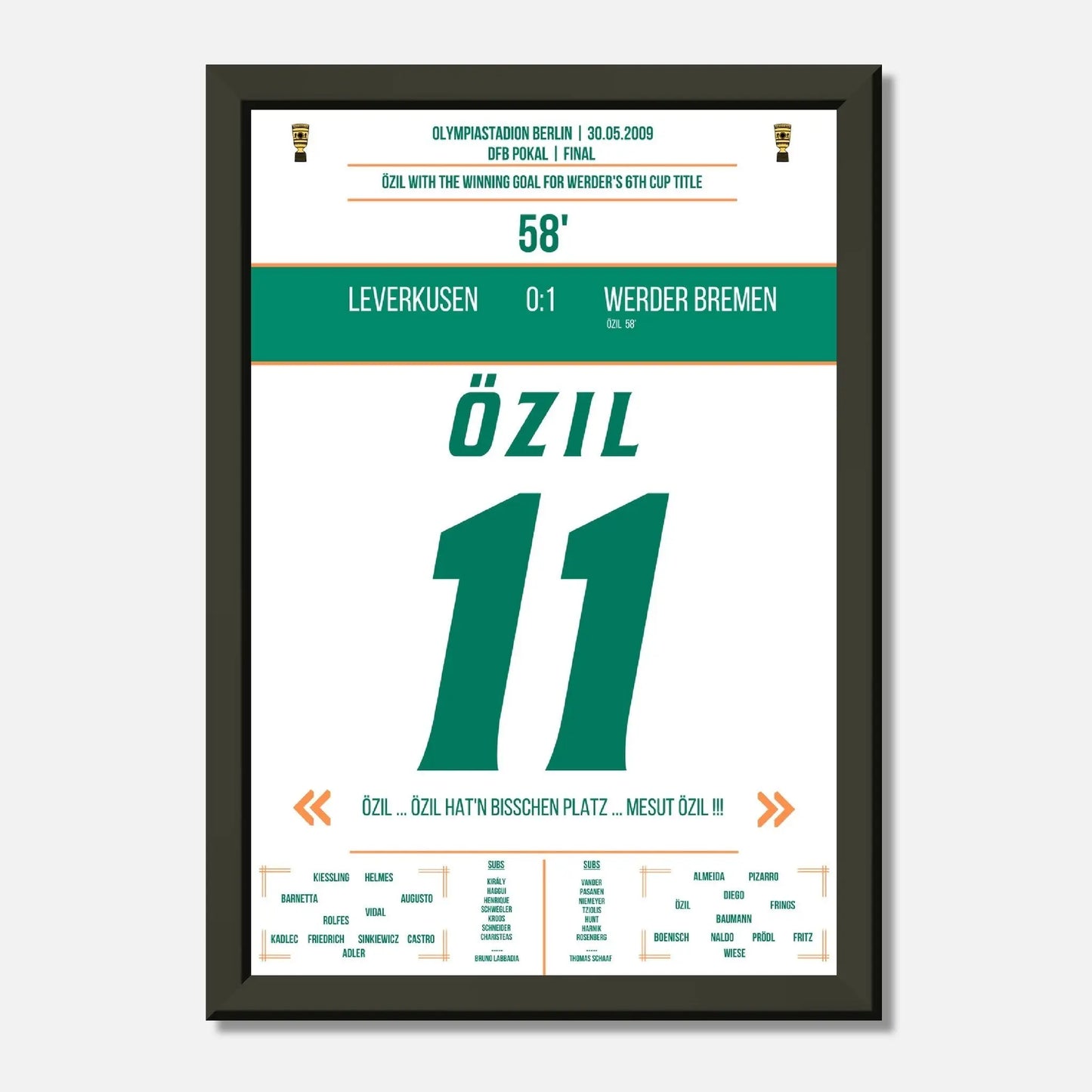 Özil's Siegtreffer bei Bremen's DFB Pokalsieg 2009 