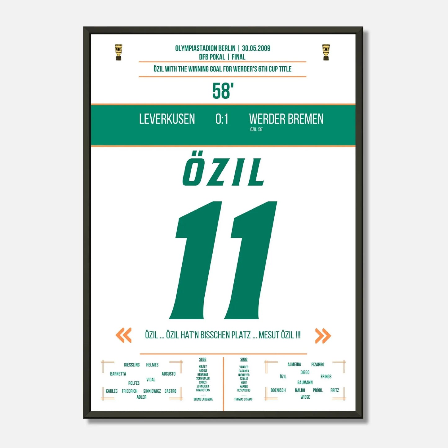 Özil's Siegtreffer bei Bremen's DFB Pokalsieg 2009 