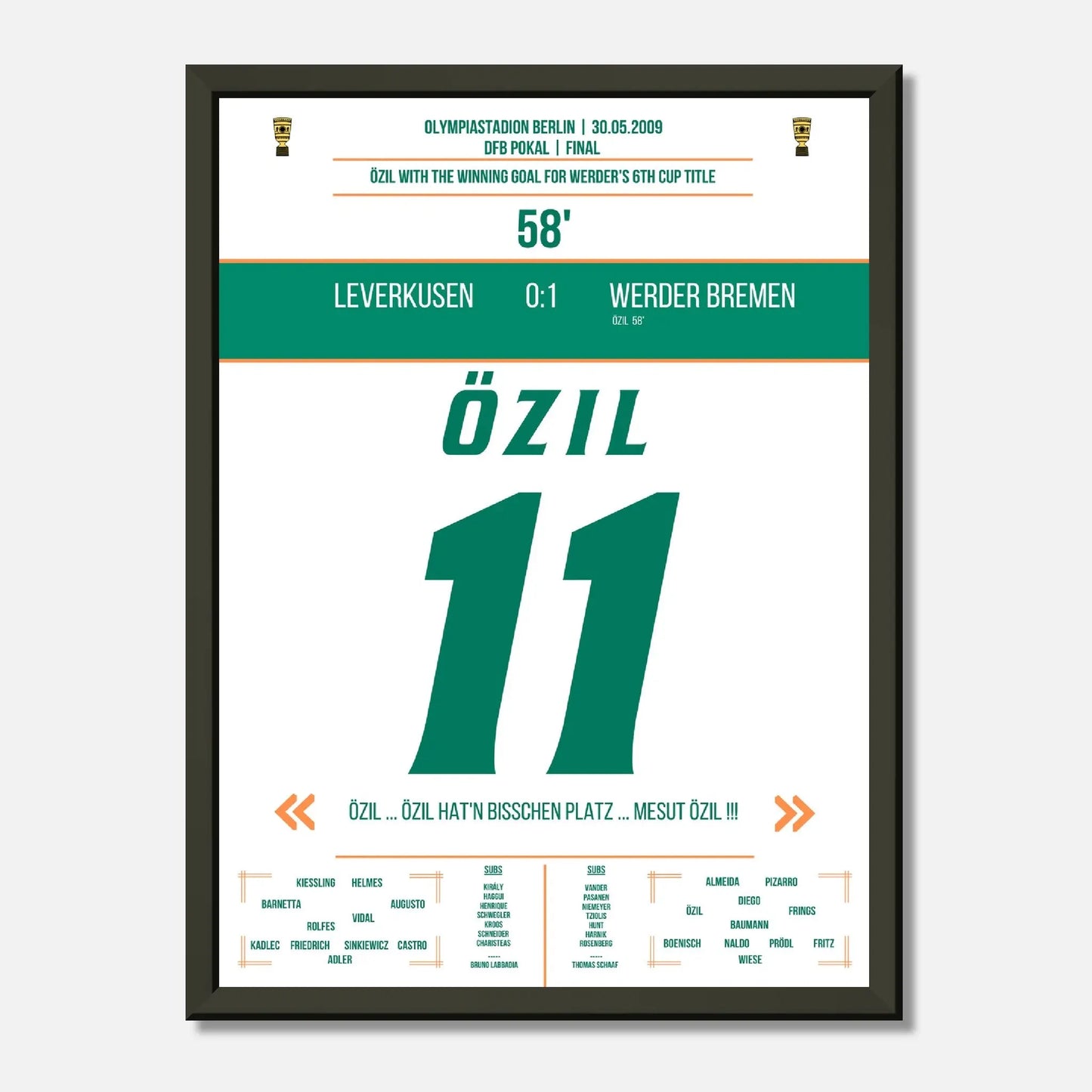 Özil's Siegtreffer bei Bremen's DFB Pokalsieg 2009 