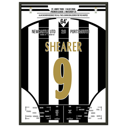 Alan Shearer wird Rekordtorschütze für die Magpies 50x70-cm-20x28-Schwarzer-Aluminiumrahmen