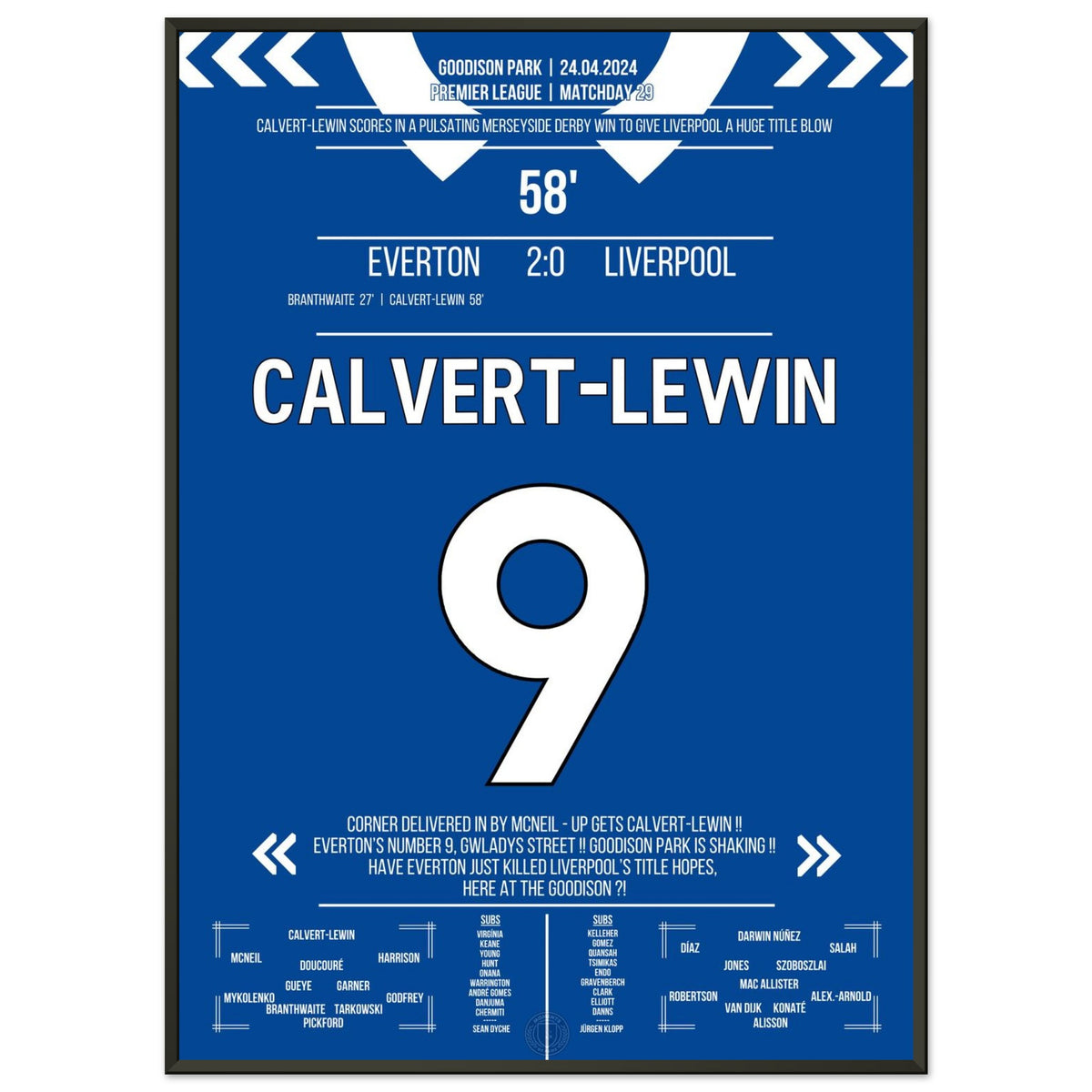 Calvert-Lewin scores to win the Merseyside derby