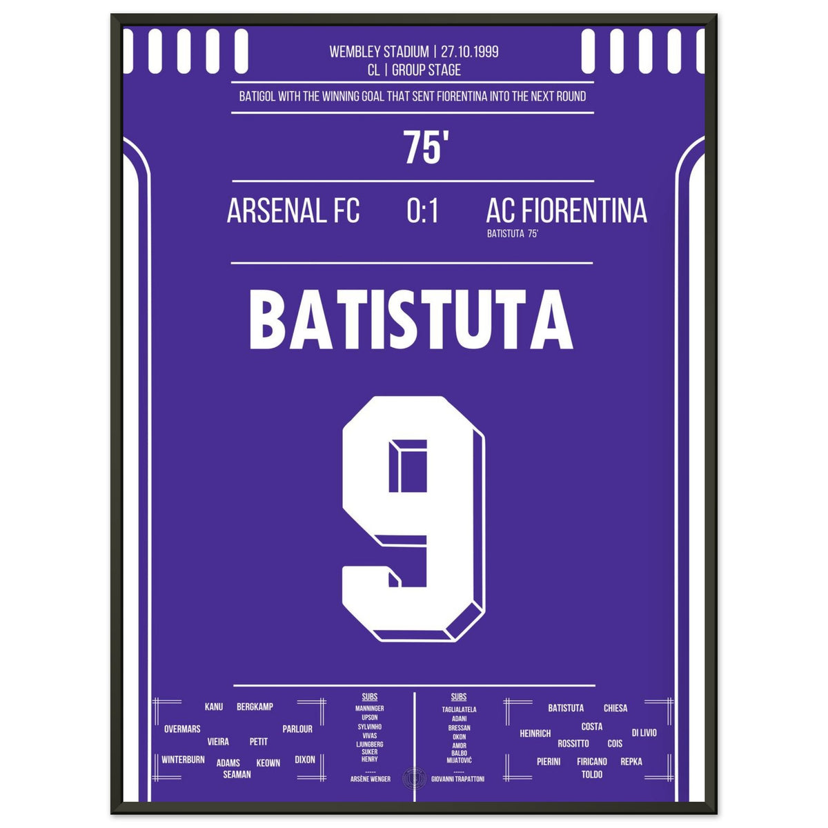 Batistuta shoots Fiorentina into the next round 1999/00