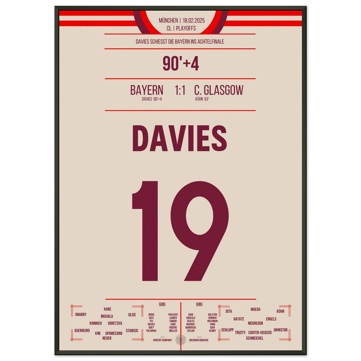 Davies saves Bayern into the CL round of 16 with an equalizing goal in added time