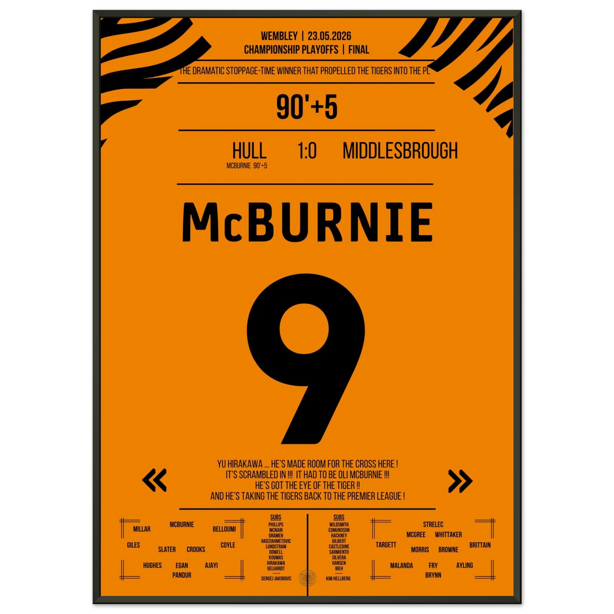 McBurnie's last-minute strike takes the Tigers back to the Premier League