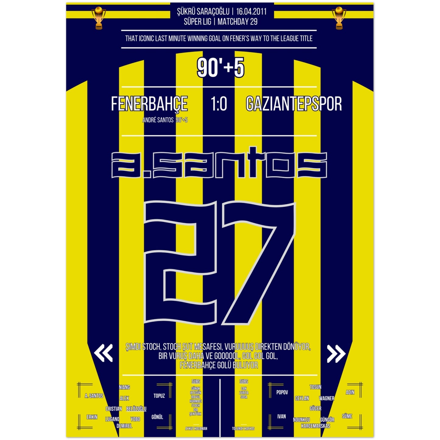 André Santos' bedeutsames Siegtor auf Fener's Weg zum Gewinn der Meisterschaft A4-21x29.7-cm-8x12-Premium-Semi-Glossy-Paper-Poste