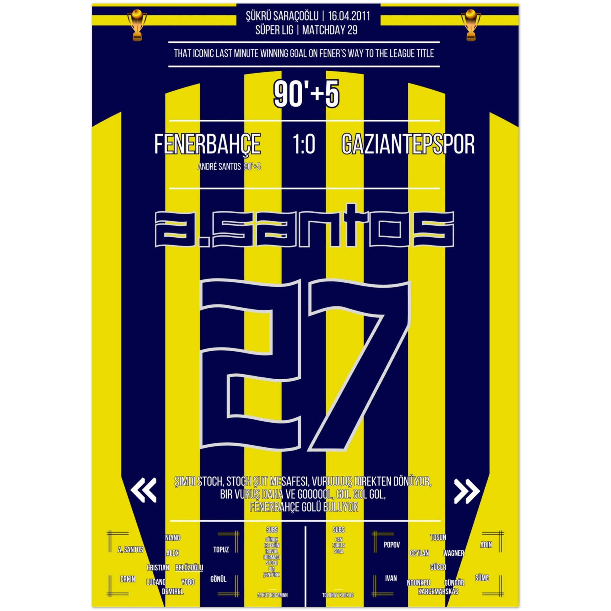 André Santos' bedeutsames Siegtor auf Fener's Weg zum Gewinn der Meisterschaft A4-21x29.7-cm-8x12-Premium-Semi-Glossy-Paper-Poste