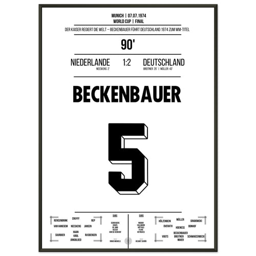 Beckenbauer leads Germany to their second World Cup title in 1974