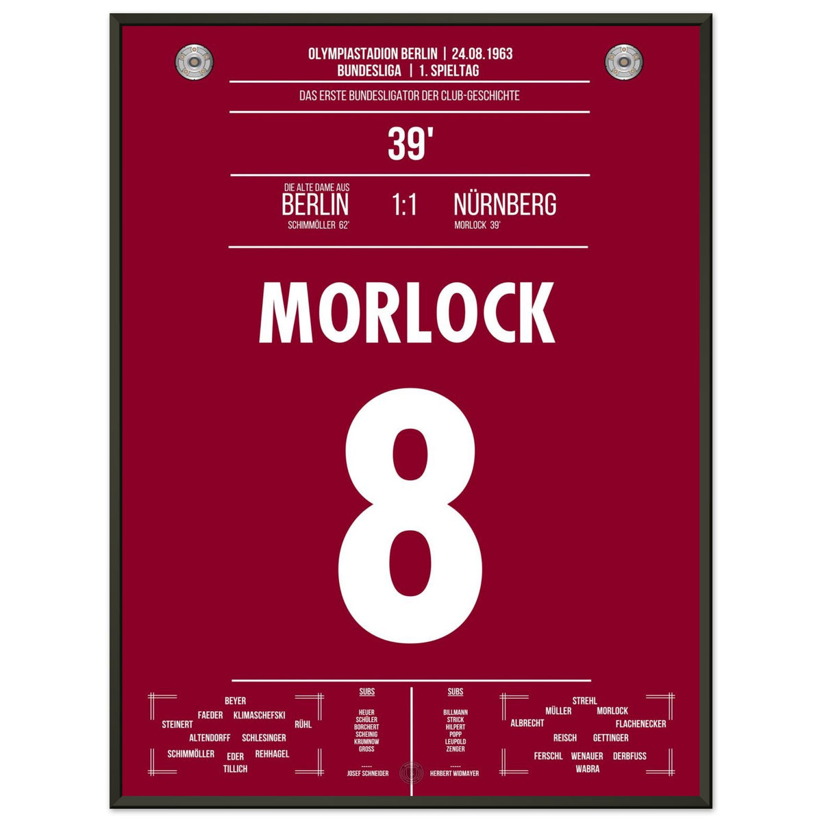 Morlock scores the first Bundesliga goal for FCN in 1963.