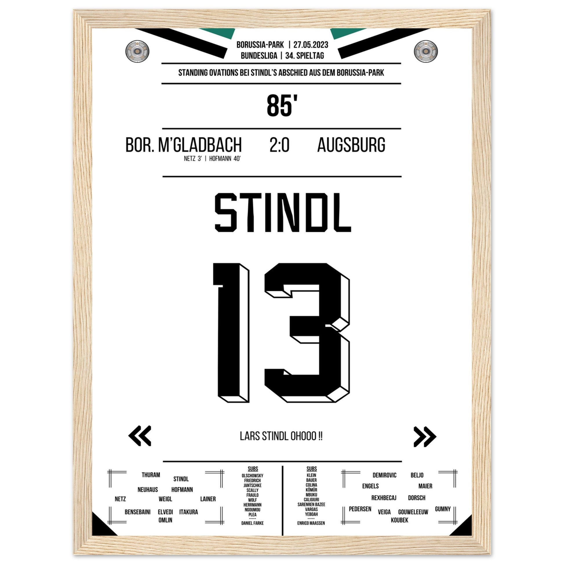 Stindl's Verabschiedung im Borussia-Park 2023 30x40-cm-12x16-Premium-Semi-Glossy-Paper-Wooden-Fr