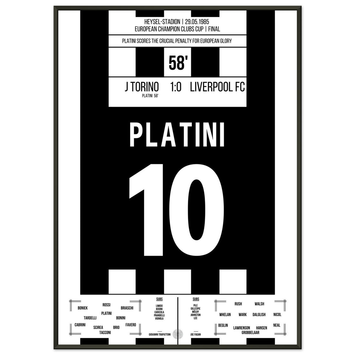 Platini with decisive penalty against Liverpool in the European Cup final 1985