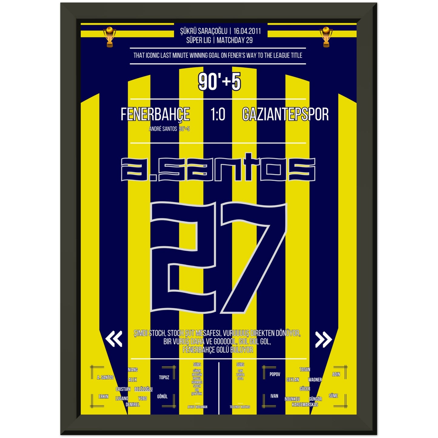 André Santos' bedeutsames Siegtor auf Fener's Weg zum Gewinn der Meisterschaft A4-21x29.7-cm-8x12-Premium-Semi-Glossy-Paper-Metal